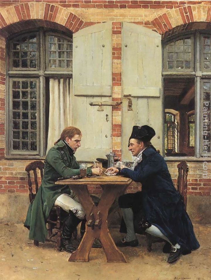 The Card Players painting - Jean-Louis Ernest Meissonier The Card Players art painting